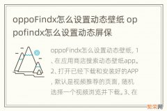 oppoFindx怎么设置动态壁纸 oppofindx怎么设置动态屏保