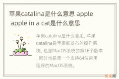 苹果catalina是什么意思 apple apple in a cat是什么意思