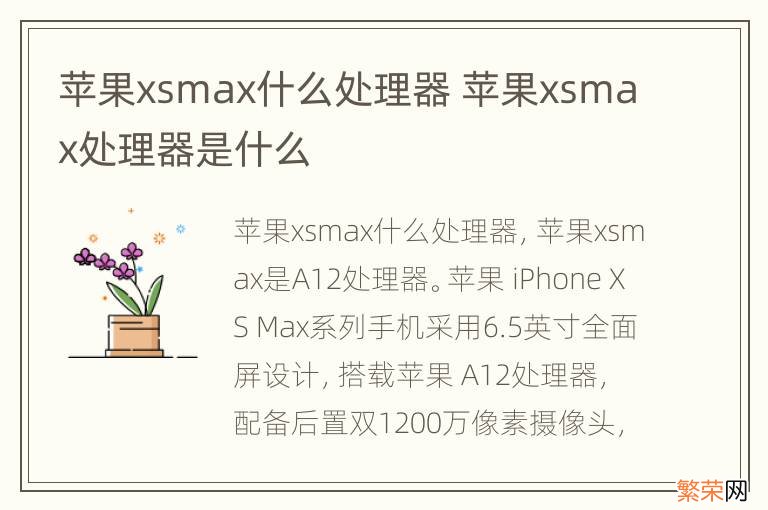 苹果xsmax什么处理器 苹果xsmax处理器是什么