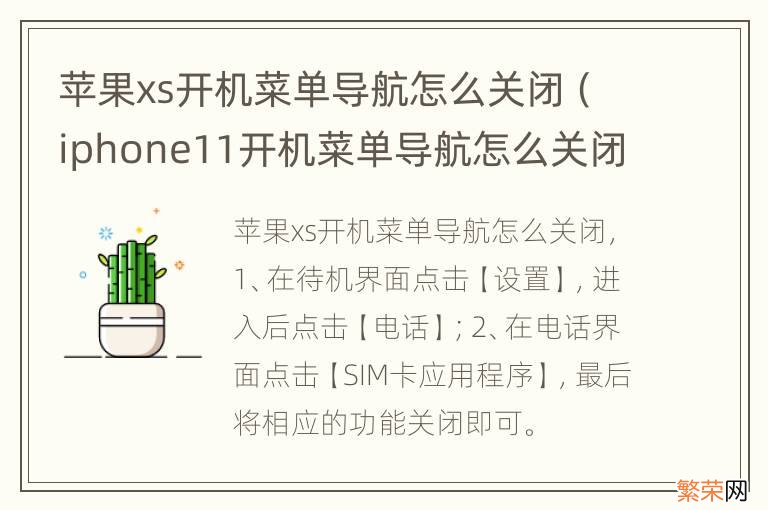 iphone11开机菜单导航怎么关闭 苹果xs开机菜单导航怎么关闭