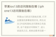 iphone13访问限制在哪 苹果ios13的访问限制在哪