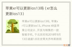 xr怎么更新ios13 苹果xr可以更新ios13吗