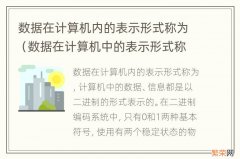 数据在计算机中的表示形式称为 数据在计算机内的表示形式称为