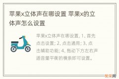 苹果x立体声在哪设置 苹果x的立体声怎么设置