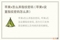 苹果x设置指纹密码怎么弄 苹果x怎么弄指纹密码