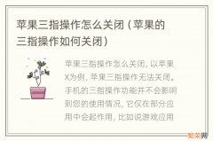 苹果的三指操作如何关闭 苹果三指操作怎么关闭