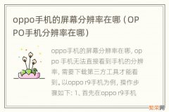 OPPO手机分辨率在哪 oppo手机的屏幕分辨率在哪