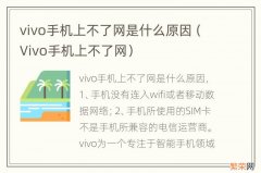 Vivo手机上不了网 vivo手机上不了网是什么原因