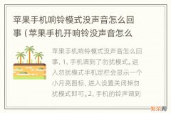 苹果手机开响铃没声音怎么办 苹果手机响铃模式没声音怎么回事