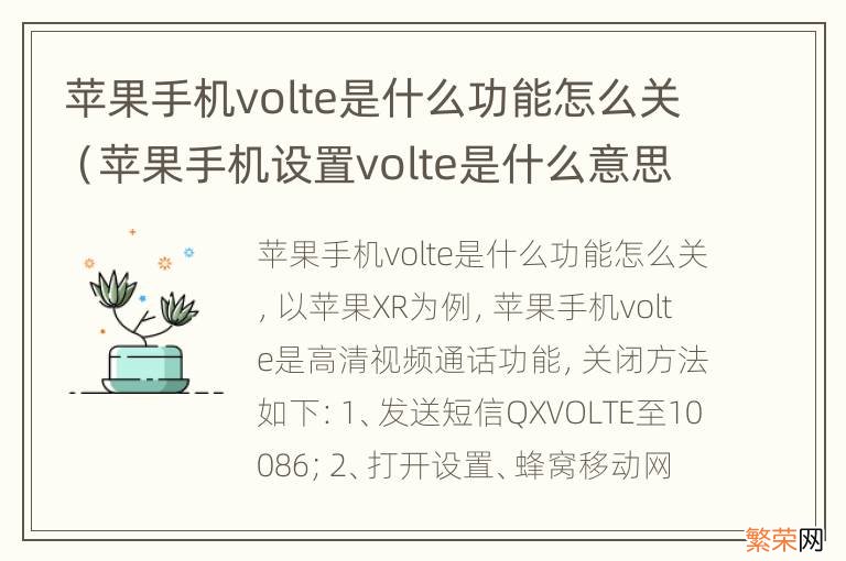 苹果手机设置volte是什么意思怎么关闭 苹果手机volte是什么功能怎么关