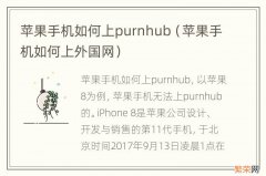 苹果手机如何上外国网 苹果手机如何上purnhub