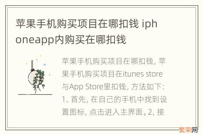 苹果手机购买项目在哪扣钱 iphoneapp内购买在哪扣钱