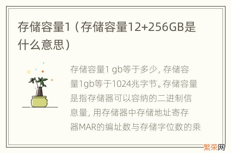 存储容量12+256GB是什么意思 存储容量1