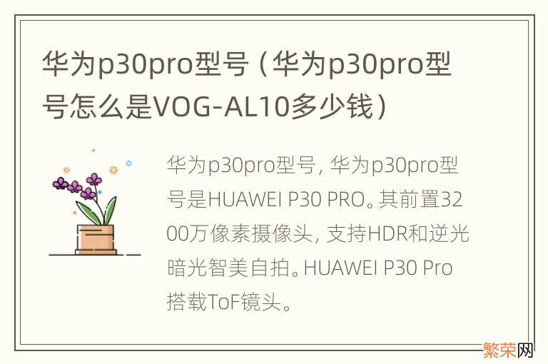 华为p30pro型号怎么是VOG-AL10多少钱 华为p30pro型号