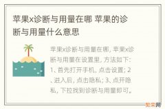 苹果x诊断与用量在哪 苹果的诊断与用量什么意思