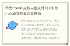 华为nova5支持面容支付吗 华为nova5支持人脸支付吗