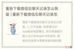 重新下载微信后聊天记录怎么恢复苹果 重新下载微信后聊天记录怎么恢复