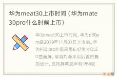 华为mate30pro什么时候上市 华为meat30上市时间