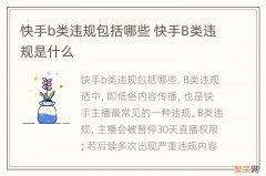 快手b类违规包括哪些 快手B类违规是什么