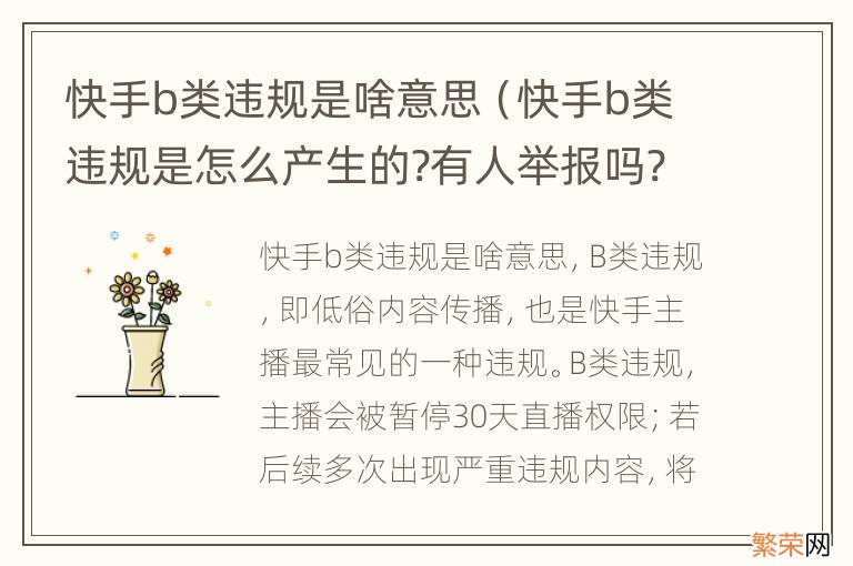 快手b类违规是怎么产生的?有人举报吗? 快手b类违规是啥意思