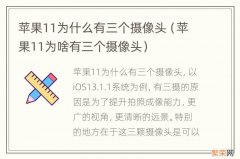 苹果11为啥有三个摄像头 苹果11为什么有三个摄像头