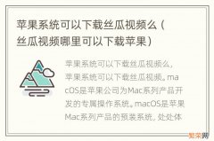 丝瓜视频哪里可以下载苹果 苹果系统可以下载丝瓜视频么