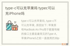 type-c可以充苹果吗 typec可以充iPhone吗