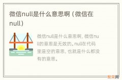 微信在null 微信null是什么意思啊