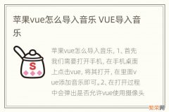 苹果vue怎么导入音乐 VUE导入音乐