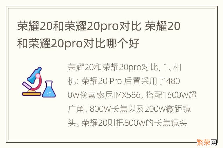 荣耀20和荣耀20pro对比 荣耀20和荣耀20pro对比哪个好