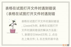 表格在试图打开文件时遇到错误下面有一个修复文件 表格在试图打开文件时遇到错误