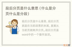 什么是分页什么是分段 段后分页是什么意思