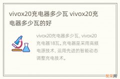 vivox20充电器多少瓦 vivox20充电器多少瓦的好