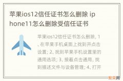 苹果ios12信任证书怎么删除 iphone11怎么删除受信任证书