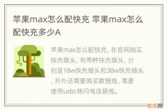 苹果max怎么配快充 苹果max怎么配快充多少A