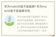 华为mate30是不是曲屏? 华为mate30是不是曲屏手机