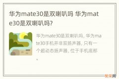 华为mate30是双喇叭吗 华为mate30是双喇叭吗?