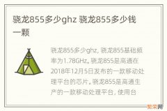 骁龙855多少ghz 骁龙855多少钱一颗