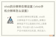 vivo手机分辨率怎么设置 vivo的分辨率在哪设置