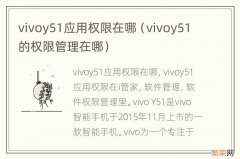 vivoy51的权限管理在哪 vivoy51应用权限在哪