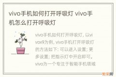 vivo手机如何打开呼吸灯 vivo手机怎么打开呼吸灯