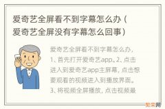 爱奇艺全屏没有字幕怎么回事 爱奇艺全屏看不到字幕怎么办