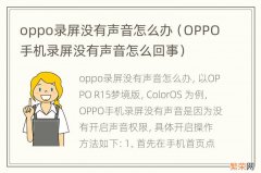 OPPO手机录屏没有声音怎么回事 oppo录屏没有声音怎么办