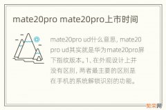 mate20pro mate20pro上市时间