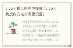 vivo手机反向充电在哪里设置 vivo手机反向充电在哪