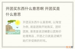 开团买东西什么意思啊 开团买是什么意思