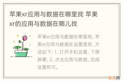 苹果xr应用与数据在哪里找 苹果xr的应用与数据在哪儿找