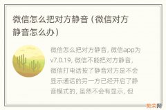 微信对方静音怎么办 微信怎么把对方静音