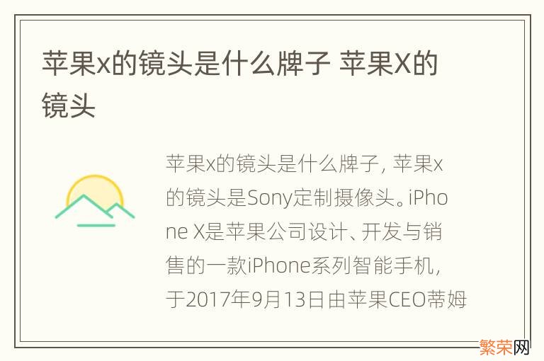 苹果x的镜头是什么牌子 苹果X的镜头