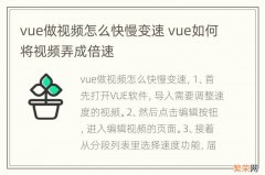 vue做视频怎么快慢变速 vue如何将视频弄成倍速